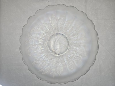White Northwood Carnival Glass Peacock & Urn Large Bowl Ice Blue Cream Bowl 10in