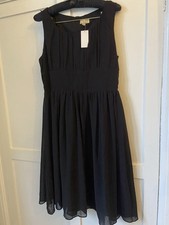 Lindy Bop Black Dress Vintage Inspired Floaty Skirt Uk 16 Bnwt