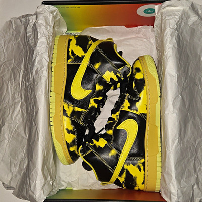 Nike Dunk Hi 1985 SP Yellow Acid Wash Black/Yellow Tie Dye 2022 DD9404-001