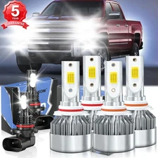 For Chevy Silverado 2500 2003-2004 LED Headlight Hi Lo Fog Light Bulb Combo Kit