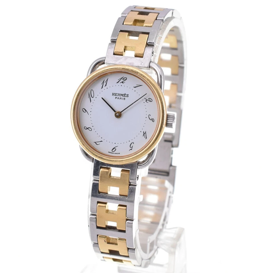 Reloj de cuarzo para dama HERMES Arceau fecha SS/GP esfera blanca P#143455 Foto 2 de 4