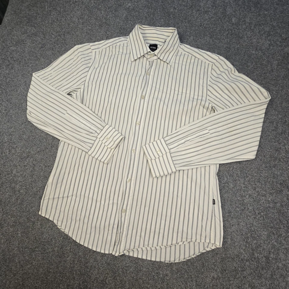 Hugo Boss Shirt Mens XLARGE White Long Sleeve Button Up collared Slim Size XL - Image 4 of 4