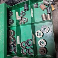 Greenlee tool box with multiple taps, dies, draw studs and misc, Acc 1/2-3"