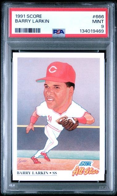 1991 SCORE #666 BARRY LARKIN Graded PSA 9 -MINT-(x1)