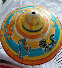 Vintage Bryan Ohio Art Tin Toy Spinning Top 11" Carousel Merry Go Round 1960's