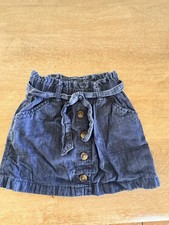 Oshkosh Vintage Girls Jean Skirt With Buttons And Belt Size 5 Blue E