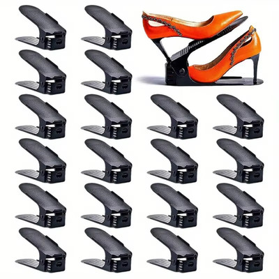 20 Pack Shoe Slots Organizer Adjustable Double Layer Shoe Stacker Space Saver