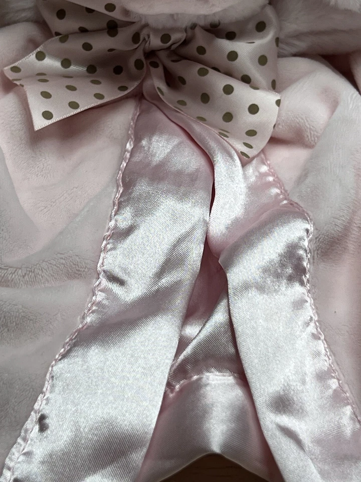 "Manta de seguridad Bearington Baby Lovey rosa cachorro perro satinado 15""" Foto 3 de 4