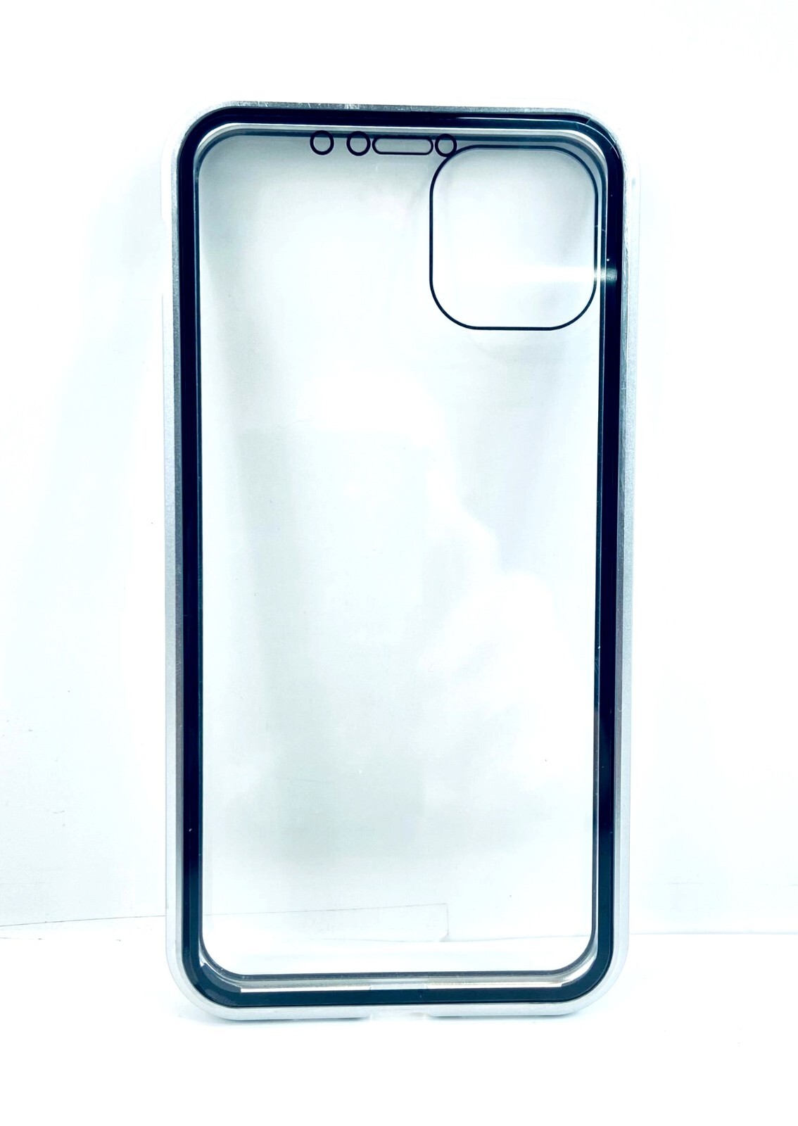 Silicone Transparent Back Case for Apple iPhone 12, Clear/Silver