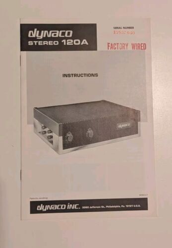 Original Dynaco Stereo 120A Instructions Manual