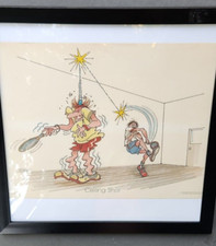 Framed Cartoon Racquetball Fanatic 1978 B. Vann Ceiling Shot
