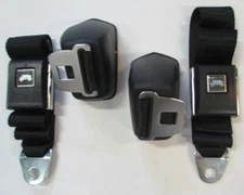 Seat Belt Set  For 1964-72 Chevelle And GM A Body Black Seatbelts, Fisher Coach