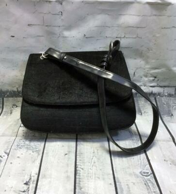 Vintage Handtasche | 70er Jahre Vintage schwarz figürlich Samt Schultertasche Vintage Style