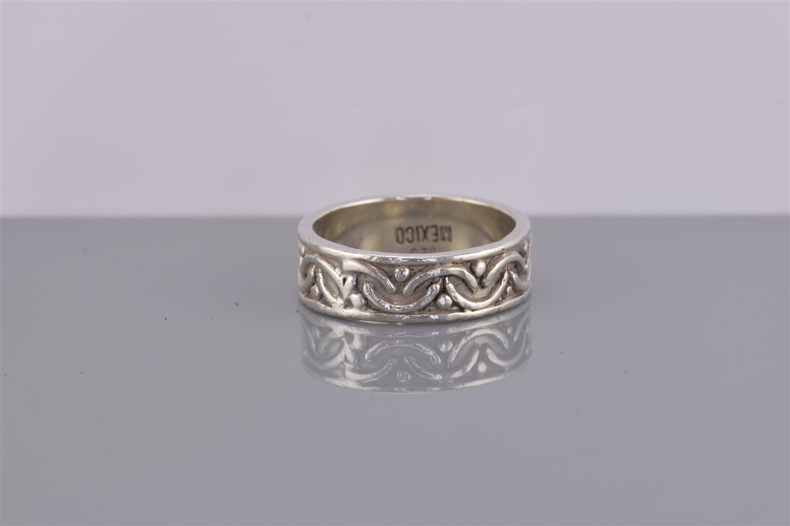 Sterling Silver Oxidized Carved Pattern Eternity … - image 3