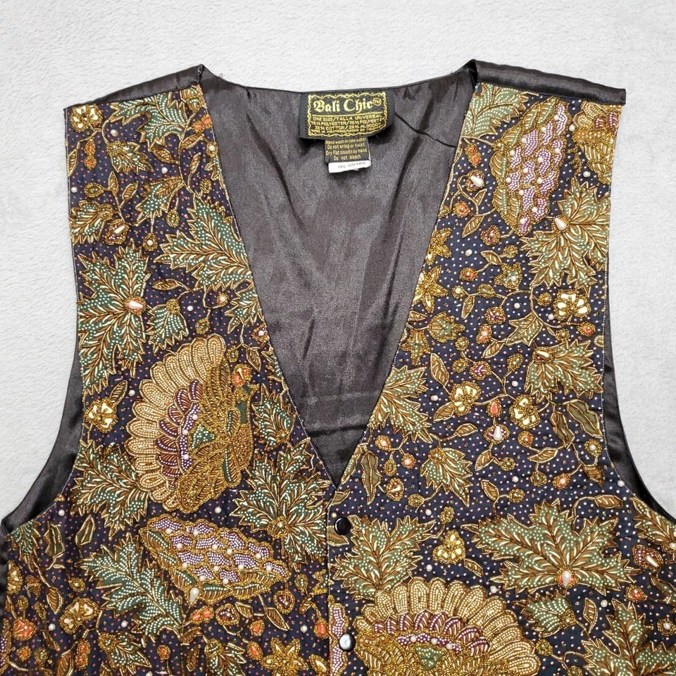 Бали шик жилет женщин один размер черный коричневый бусина украшенный цветочный богемное фестиваль - Изображение 3 из 4