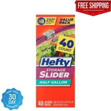 Hefty Slider Freezer Storage Bags, Half Gallon Size, 40 Count