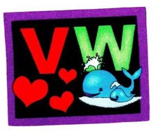 letter w whale fabric applique iron on not em...