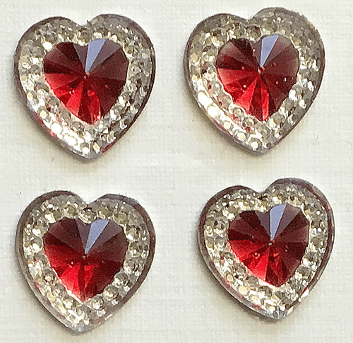 80 SELBSTKLEBENDES ROTES HERZ & KLARES HARZ DIAMANT STRASS EDELSTEINE.12 X 10 MM - Bild 3 von 3