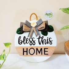 Hand-Painted Wooden Board with Home-Inspired Wording