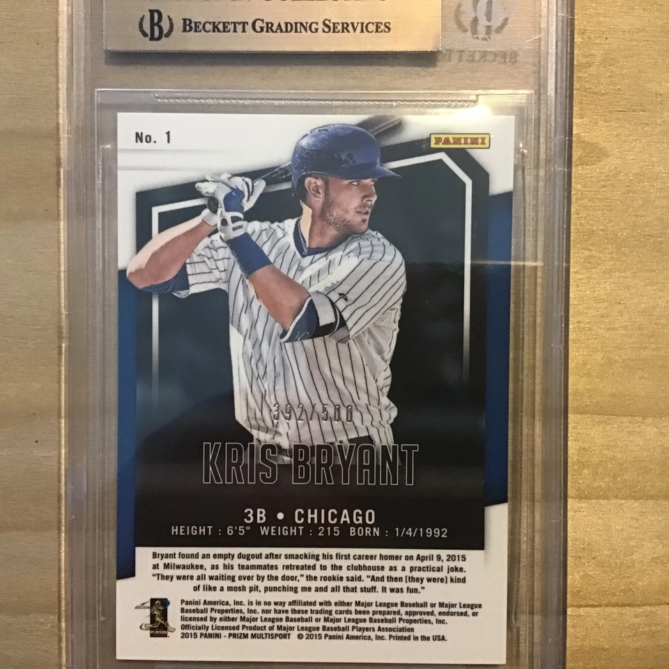   2015 PANINI PRIZM KRIS BRYANT CUBS INSERT ROOKIE CARD /500 BGS 9.5 - Image 2 of 2