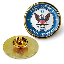 Proud Son of a U.S. Navy World War II Veteran Military Lapel Pin - Gold