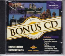 Vintage Transparent Language Bonus CD Language Software PC, 1998 BRAND NEW