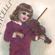 1880s Corticelli Spool Silk Child Cute Puppy & Cat Violin Lot Of 2 F163