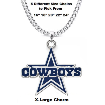 Dallas Cowboys X-Large Team Star with Name Necklace on a Stainless-Steel Chain
