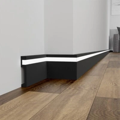 INSPIRUM Zócalo Negro LED LCL-15B Zócalo Moderno Impermeable 1 Metro Largo