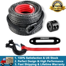 3/8"x100ft 26500LBS Synthetic Winch Rope Winch Line Cable w/Winch Hook for Truck
