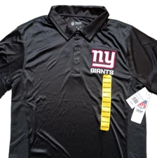 NFL Team Apparel New York Giants Mens Polo Shirt Size M Black Short Sleeve