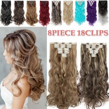 ON CLEARANCE Clip in 100 Real Natural as Human Hair Extension 8Pcs Long Wavy US