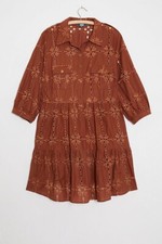 New Anthropologie Josie Eyelet Tunic Dress Chocolate Brown Size XS