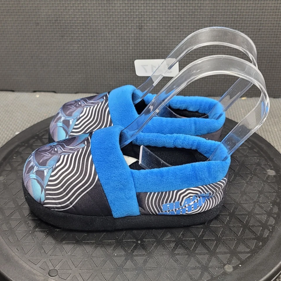 Marvel Black Panther Slippers Toddler Sz 7 Black Blue Slip Ons - Image 3 of 4
