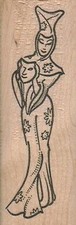 Masked Lady 1 1/4 x 3 1/2" Rubber Stamp, Halloween Stamp, Halloween Crafts