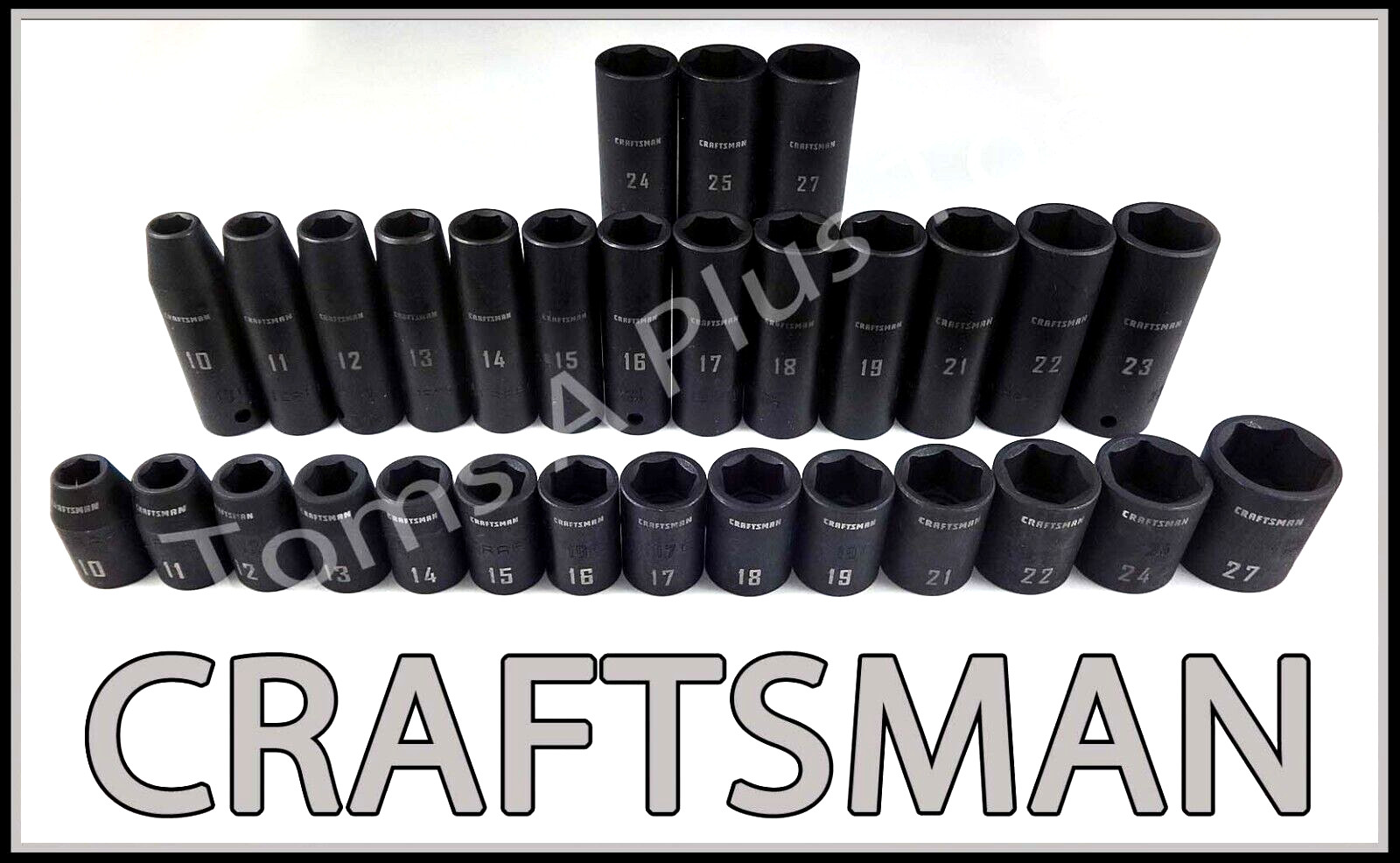 CRAFTSMAN 30pc Deep Short 1/2 METRIC MM IMPACT air ratchet wrench socket set