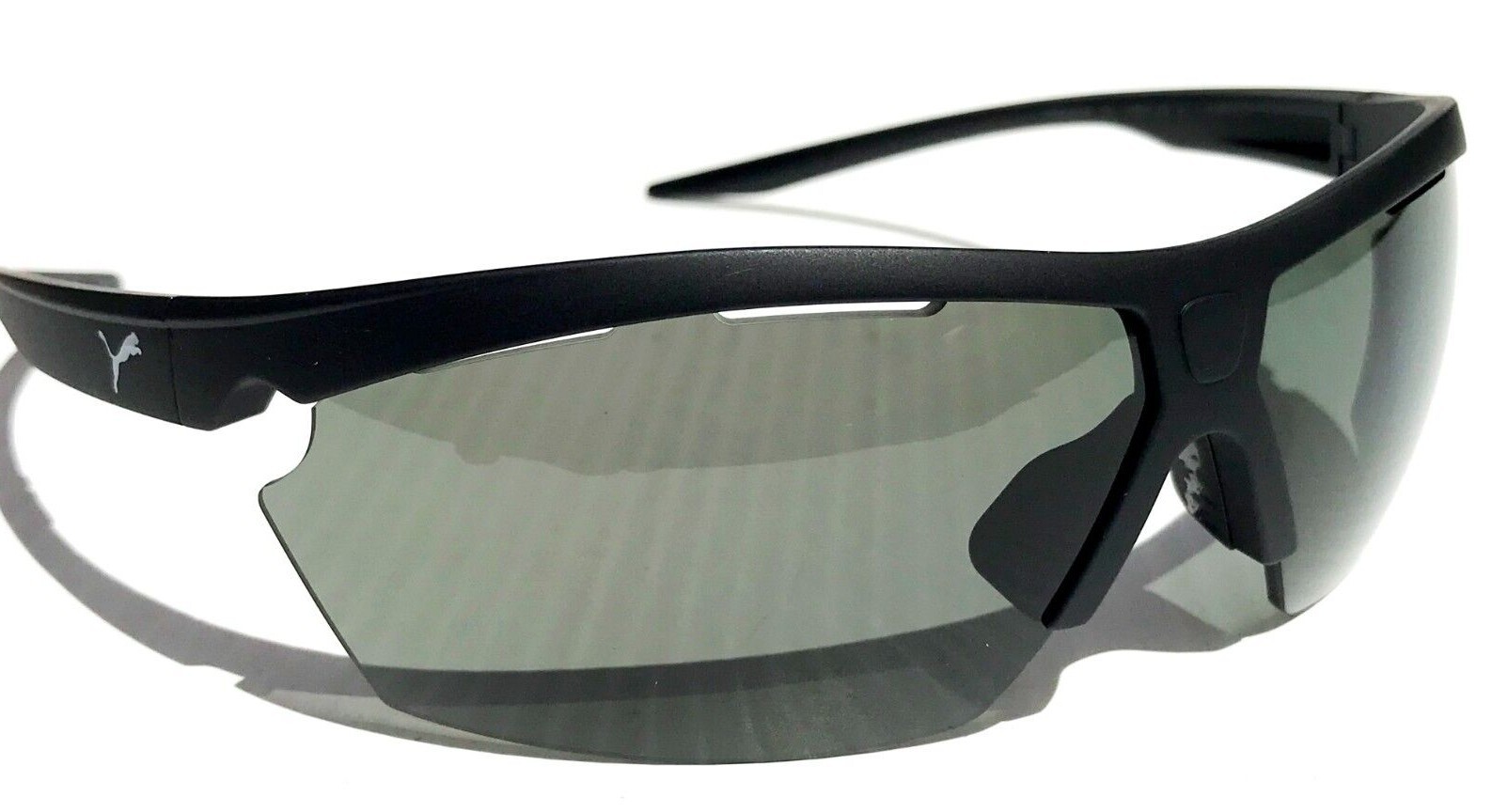NEW PUMA Matte Black SemiRimless POLARIZED Gray Lens Sunglass PU0005S