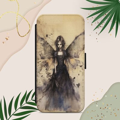 Handyhülle Gothic Fairy schwarz für iPhone Samsung Google Pixel Flip Wallet Cover
