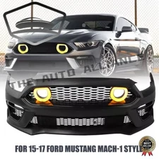 For 2015-2017 Ford Mustang Mach 1 Style Front Bumper Cover +LED Grille