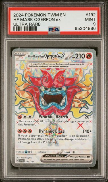 Pokémon TCG Hearthflame Mask Ogerpon ex 192 S&V -Twilight Masquerade PSA 9 MINT