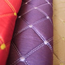 Thick Quilted Fabric Sponge Embroidered Checked Car Interior Craft Material DIY