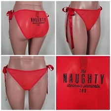 Victoria's Secret Tease Naughty Cheeky Panty Panties Red Side Tie Glitter Large
