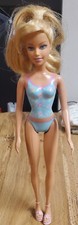 Barbie Beach Doll blue floral bathing suit sandals 2006