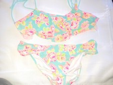 VICTORIA SECRET PINK Swim swimsuit bikini set Bra M Push up blue strappy 2 pc
