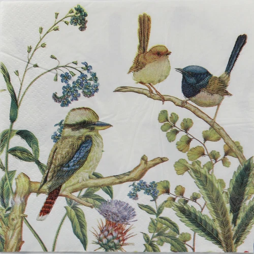 20 Paper Napkins Serviettes 3Ply Kookaburra Wren Decoupage Luncheon Party Dinner