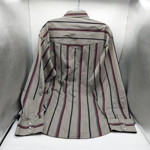 Plains Shirt Western Wear XL Stripe Multicolor Long Sleeve Pearl Snap - Picture 9 of 9