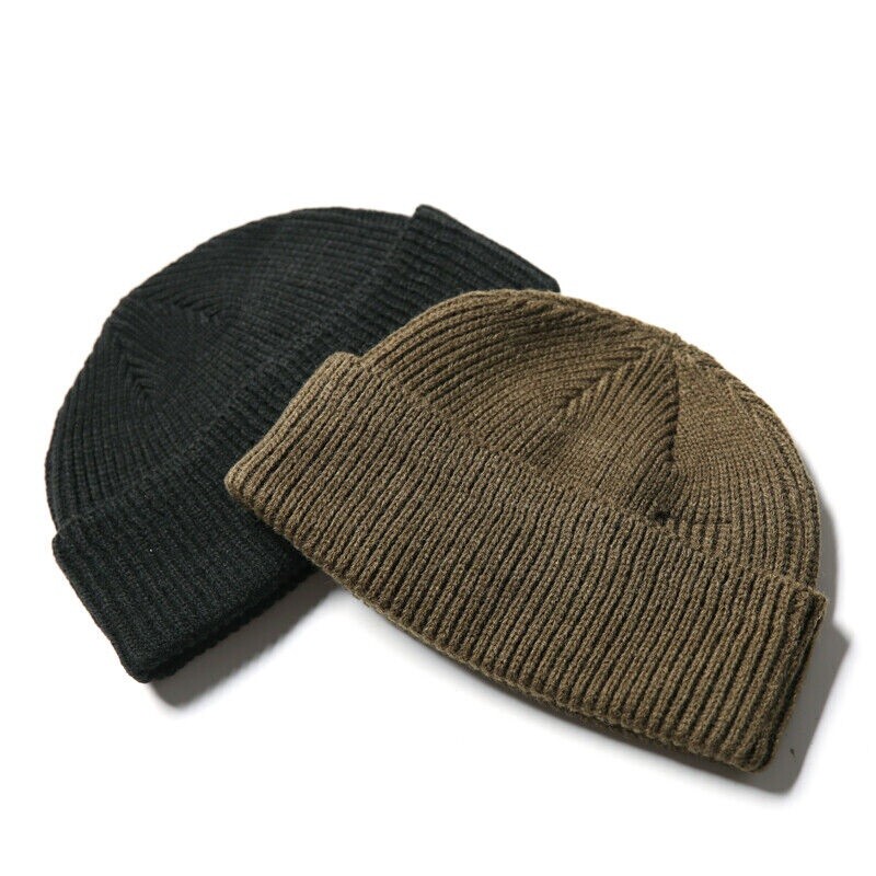Men’s WW2 USAF A-4 Wool Knit Military Watch Cap Beanie in Black and Green