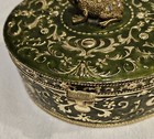 Jewelry  Box With Frog On Top. Oval Shaped with Gold Gilt Guilloche Finish. — photo 10
