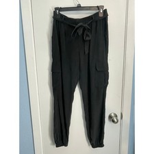 Joie Silk Cargo Joggers Small Black Belted Whimsygoth Officecore Athleisure