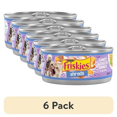 (6 pack) Purina Friskies Shreds,Cheese Dinner in Gravy, Wet Cat Food, 5.5 oz Can